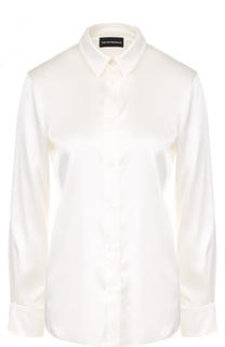 Однотонная приталенная блуза из шелка Emporio Armani