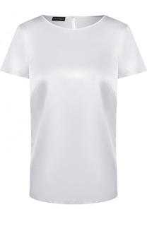 Однотонный шелковый топ с коротким рукавом Emporio Armani