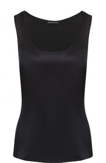 Однотонный шелковый топ без рукавов Emporio Armani