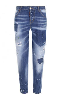 Укороченные джинсы прямого кроя с потертостями Dsquared2