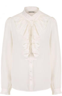 Шелковая блуза с воротником-стойкой и плиссированным оборками Zadig&amp;Voltaire Zadig&Voltaire