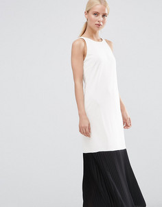 Платье макси из крепа с полупрозрачной плиссированной кромкой ASOS TALL - Белый