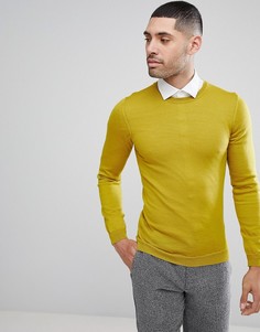 Желтый обтягивающий джемпер из мериносовой шерсти ASOS - Зеленый