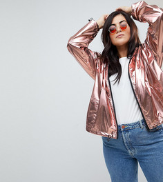 Укороченная куртка с эффектом металлик ASOS CURVE - Розовый