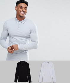 Набор из 2 удлиненных обтягивающих поло с длинными рукавами ASOS - СКИДКА - Мульти