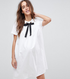 Свободное платье с люверсами и корсажной лентой ASOS Maternity - Белый