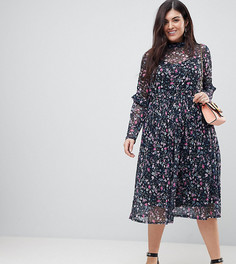 Приталенное платье миди с высоким воротом ASOS CURVE - Мульти