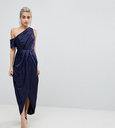 Атласное платье-футляр макси ASOS PETITE - Темно-синий