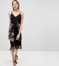 Платье на бретельках с бахромой и вышивкой ASOS TALL PREMIUM - Мульти