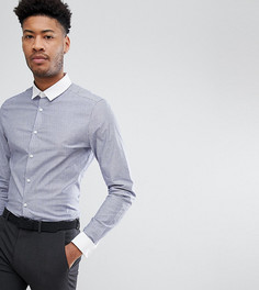 Зауженная рубашка в полоску с двойными манжетами ASOS TALL - Серый