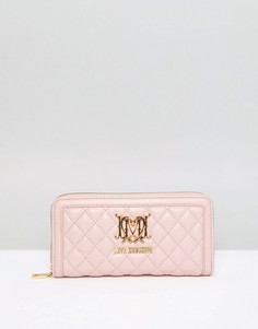 Стеганый кошелек на молнии Love Moschino - Розовый