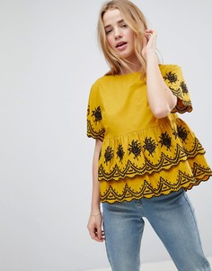 Свободный топ с вышивкой ASOS - Желтый