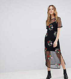 Платье-футболка с вышивкой ASOS TALL - Черный
