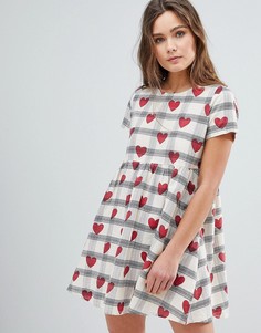 Свободное платье в клетку Glamorous - Синий