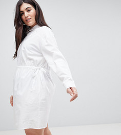 Хлопковое платье-рубашка с оборкой ASOS CURVE - Белый