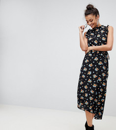 Чайное платье макси с вырезом на спине и цветочным принтом ASOS TALL - Мульти