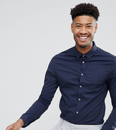 Фактурная приталенная рубашка ASOS TALL - Темно-синий