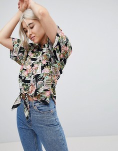 Рубашка с завязкой и принтом ASOS - Мульти