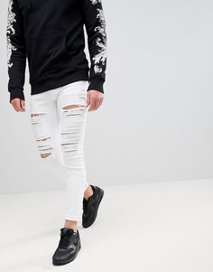 Белые обтягивающие джинсы с рваной отделкой Criminal Damage - Белый