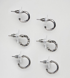 3 пары серебристых серег-колец DesignB эксклюзивно для ASOS - Серебряный
