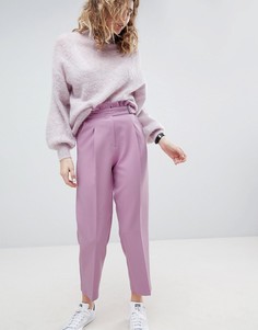 Брюки со сборкой и пряжкой ASOS Tailored - Фиолетовый