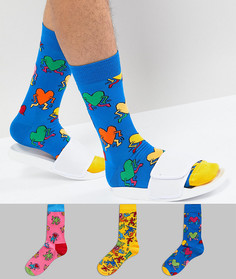 Комплект из 3 пар носков Happy Socks x Keith Haring Valentines - Мульти