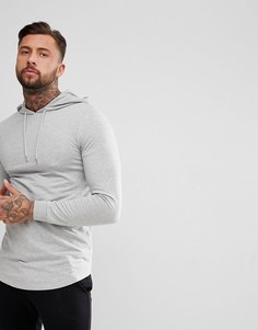 Худи серого меланжевого цвета обтягивающего кроя ASOS - Серый