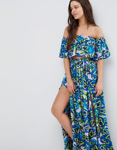 Пляжный топ с оборкой и цветочным принтом ASOS - Мульти