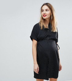 Регулируемое платье-рубашка в горошек New Look Maternity - Черный