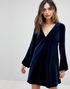 Бархатное платье Free People - Синий