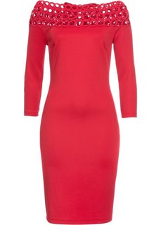 Платье с вырезом-кармен (красный) Bonprix