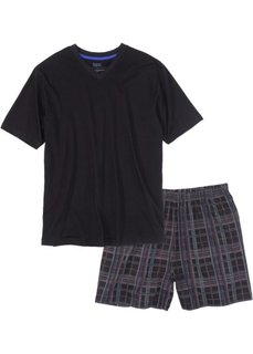 Пижама с шортами (черный в клетку) Bonprix