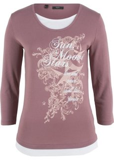 Футболка 2 в 1, рукав 3/4 (фиолетовый матовый) Bonprix