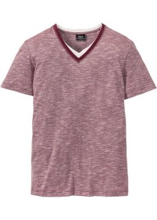 Футболка Regular Fit с V-вырезом (кленово-красный меланж) Bonprix