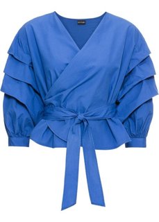 Блузка с эффектом запаха (синий) Bonprix