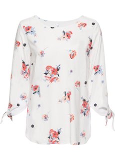 Блузка c драпировкой в узел (кремовый в цветочек) Bonprix