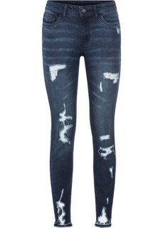 Джинсы Super Skinny с декоративными повреждениями (темный деним) Bonprix
