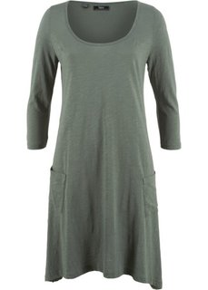 Платье из трикотажа фламе с рукавом 3/4 (зеленый) Bonprix
