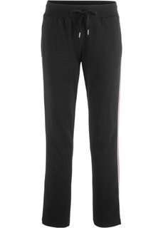 Брюки трикотажные с лампасами (черный) Bonprix