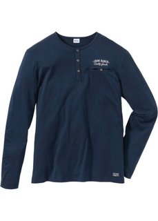 Футболка Regular Fit с длинным рукавом, на пуговицах (темно-синий) Bonprix