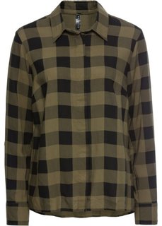 Блузка (зеленый хаки/черный в клетку) Bonprix