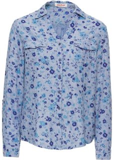 Блузка с принтом и длинным рукавом (синий с рисунком) Bonprix