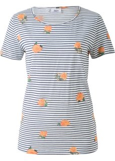 Футболка в полоску (кремовый с рисунком) Bonprix