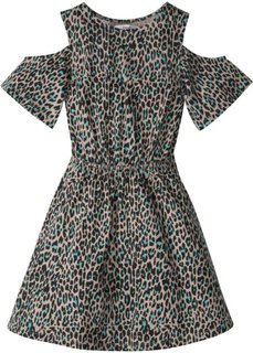 Платье с вырезами на плечах (леопардовый узор) Bonprix