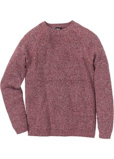 Пуловер Regular Fit в резинку (темно-красный меланж) Bonprix