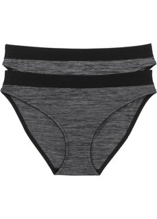 Трусики (2 шт.) (серый меланж/черный) Bonprix