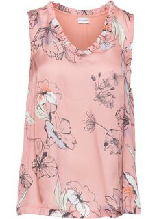 Топ из разных материалов (персиковый с рисунком) Bonprix