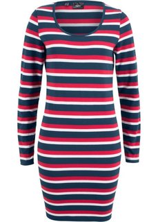 Платье-стретч из трикотажа, длинный рукав, с принтом (красный/темно-синий/белый в полоску) Bonprix