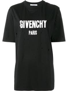 футболка с логотипом и рваными деталями Givenchy