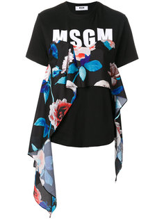 футболка с цветочным принтом и логотипом  MSGM